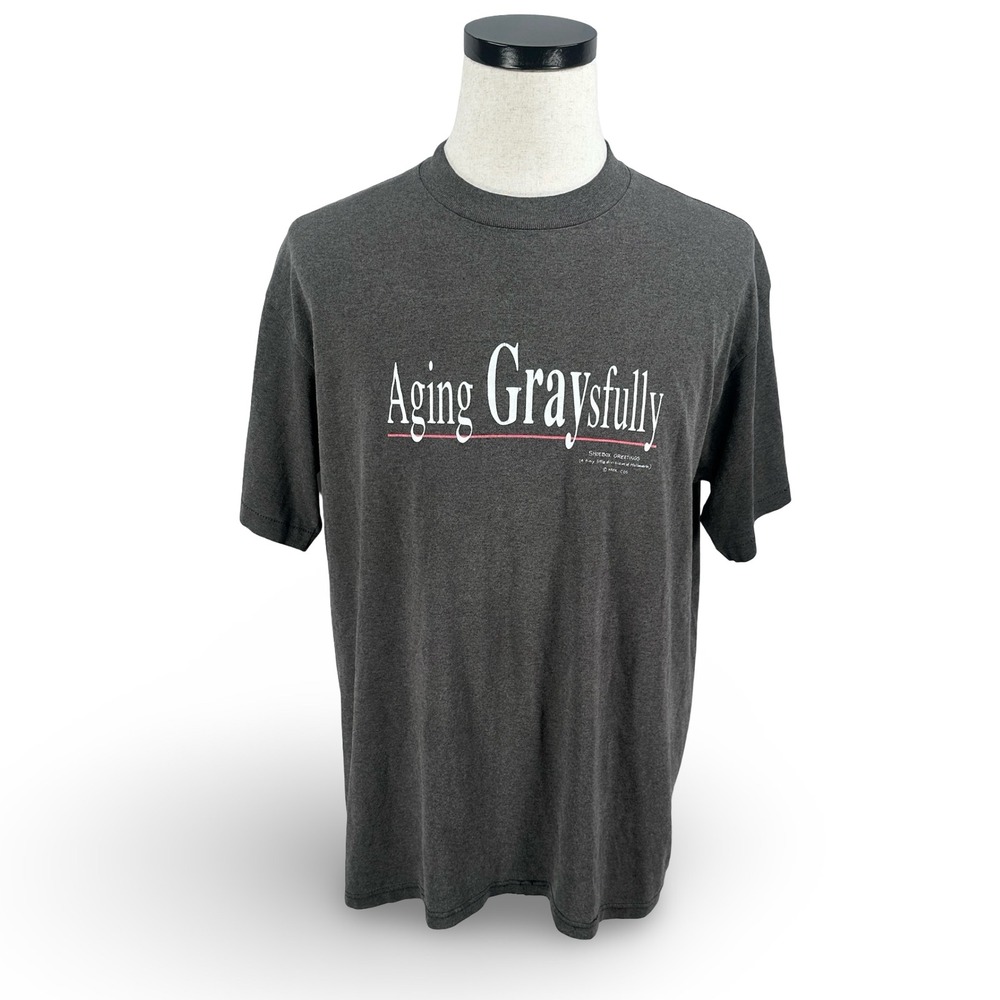 Vintage Shoebox Greetings Aging Graysfully T-Shirt XL Gray Single Stitch USA